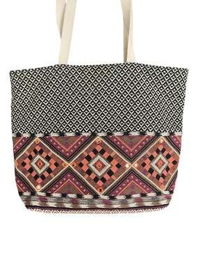 Boho Beach Tote. Charming Charlie Bag Mirror Accents tribal pattern.